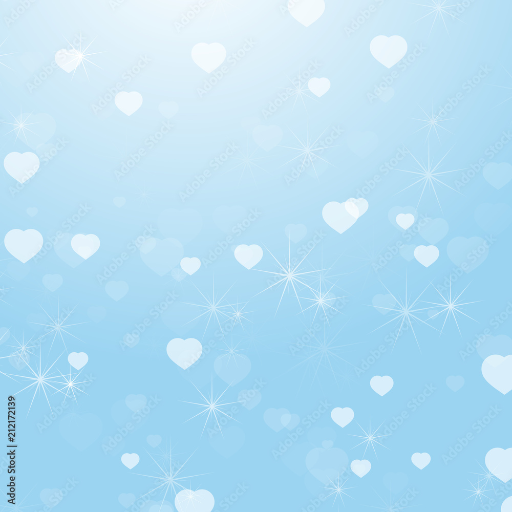 Romantic colored abstract background with hearts of different sizes. Simple flat vector illustration.