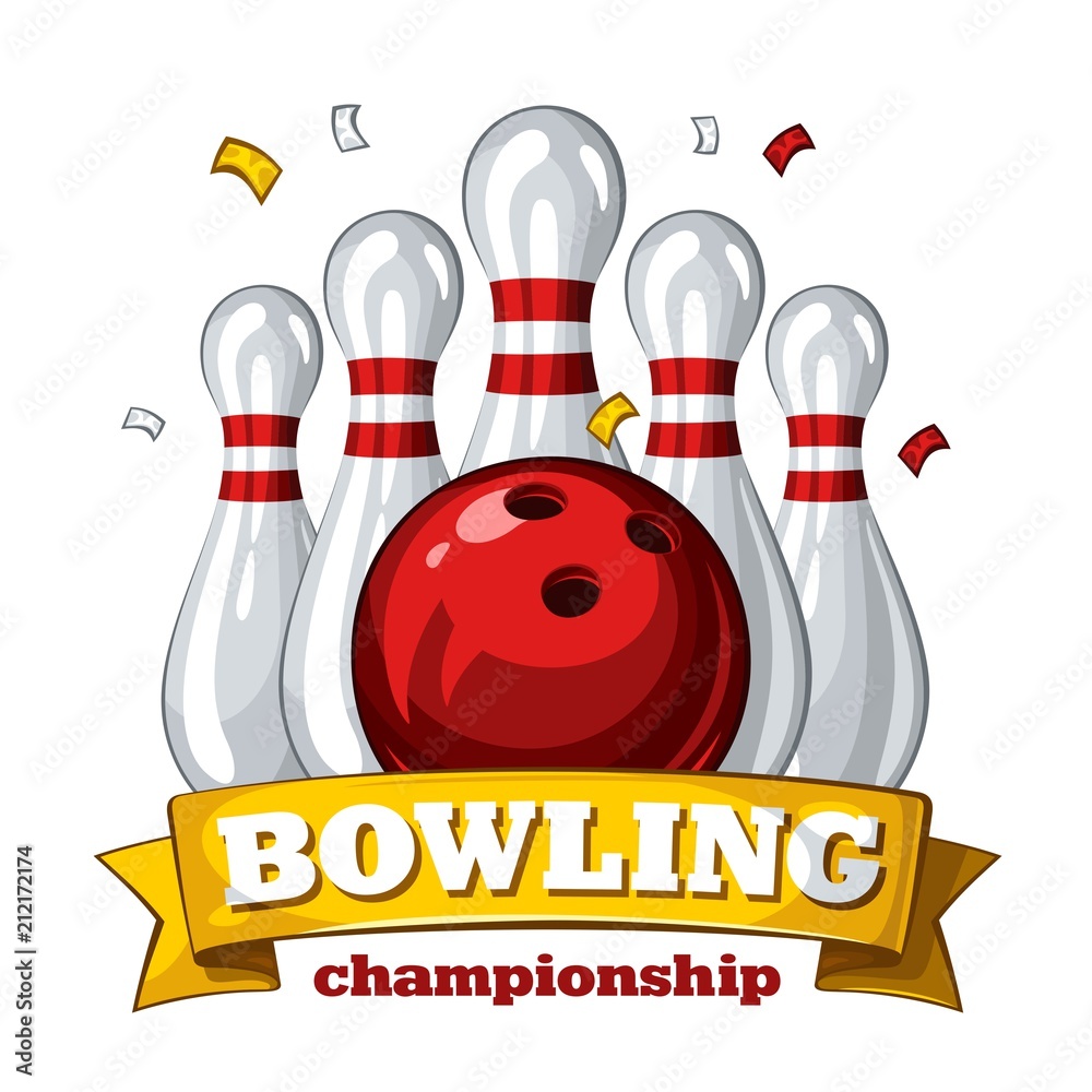 Colorful poster for bowling tournament. Vector template poster with ...