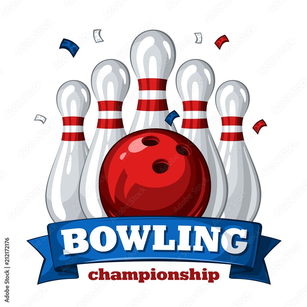 Colorful poster for bowling tournament. Vector template poster with ...