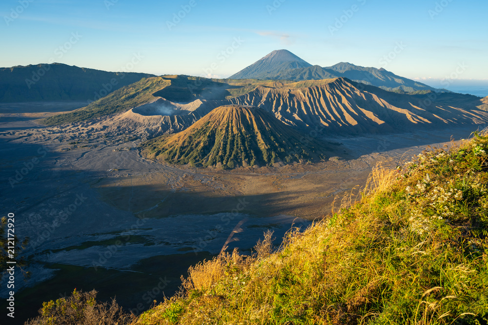 Beautiful landscape of Bromo volcano mountain in a morning, East Java, Indonesia