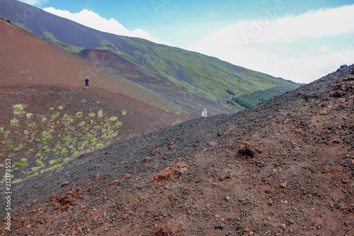 Tourists on the craters of Mt Etna