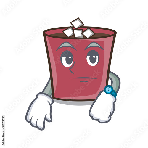 Waiting hot chocolate mascot cartoon