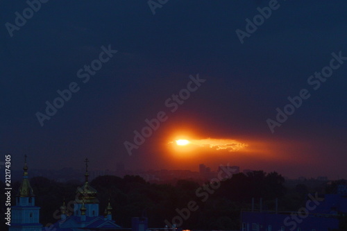 Wallpaper Mural ULYANOVSK, RUSSIA - Jule 05, 2018: Red dawn over the city - Anxious mood - The Eye of the Ra God Torontodigital.ca