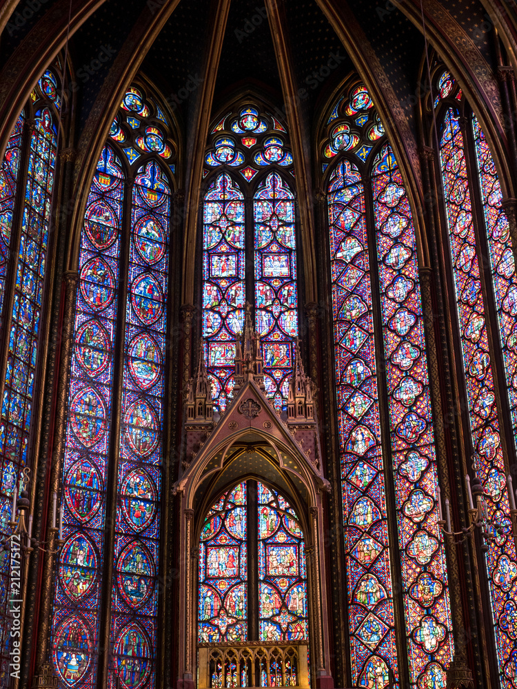PARIS, FRANCE, May 2018: The Sainte Chapelle (Holy Chapel) in Paris, France. The Sainte Chapelle is a royal medieval Gothic chapel in Paris and one of the most famous monuments of the city.