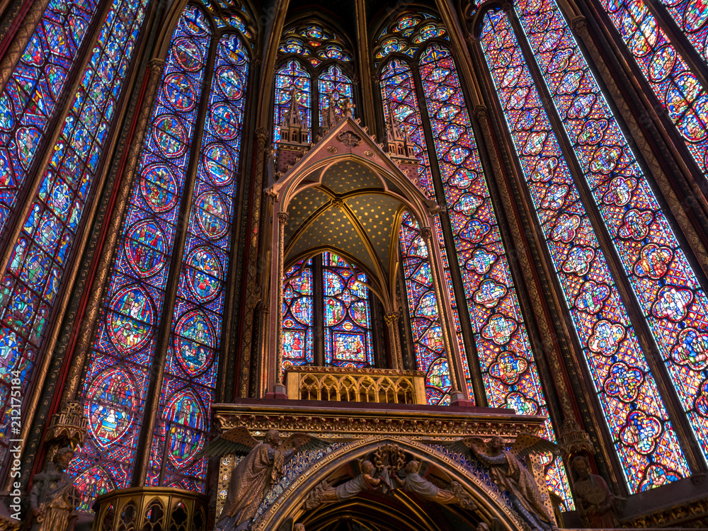 PARIS, FRANCE, May 2018: The Sainte Chapelle (Holy Chapel) in Paris, France. The Sainte Chapelle is a royal medieval Gothic chapel in Paris and one of the most famous monuments of the city.