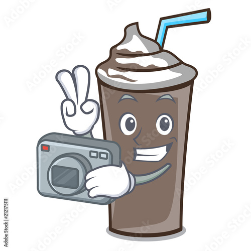 Photographer ice chocolate mascot cartoon