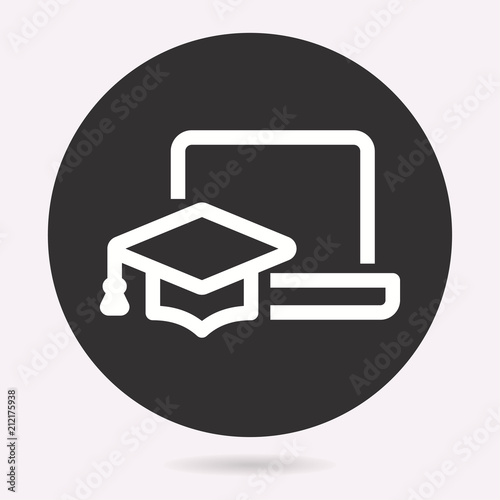 E-learning education icon. Learn, academic study symbol. Vector illustration isolated. Simple pictogram.