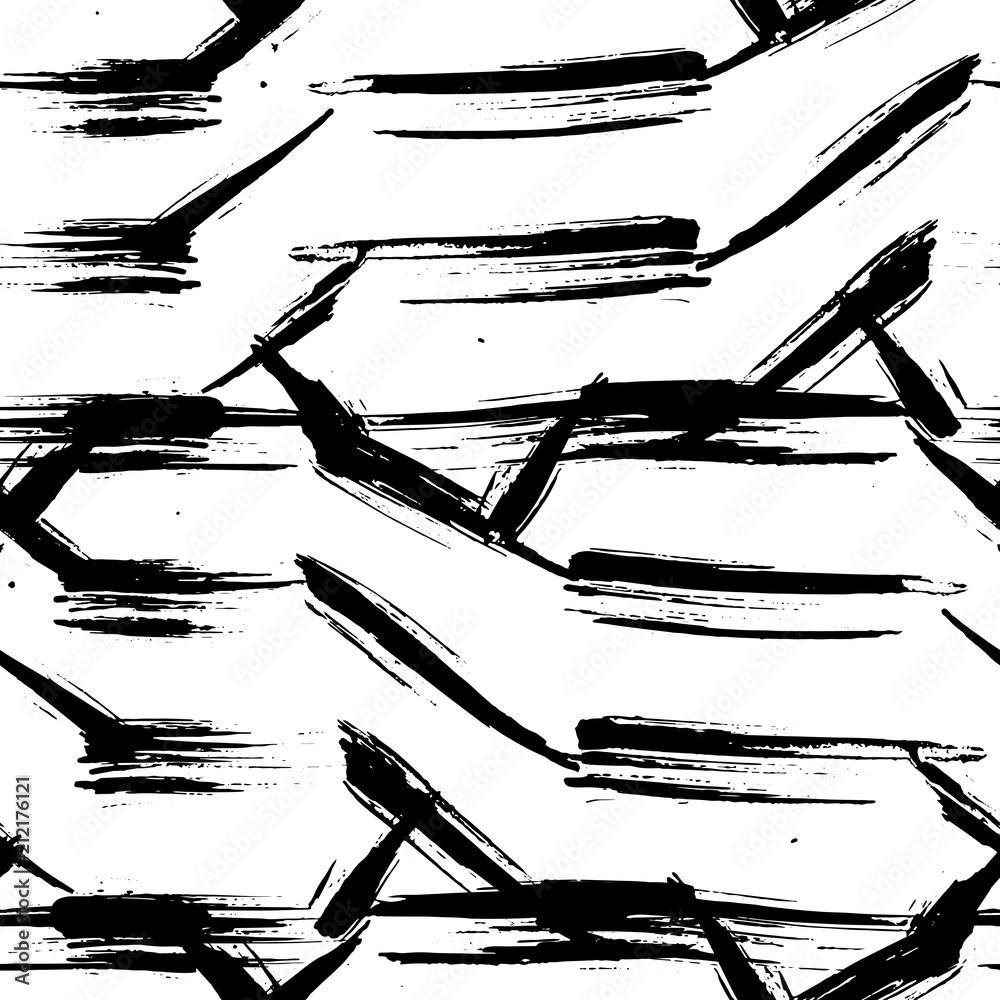 Grunge seamless pattern. Abstract dry brush strokes background. Black and white hand drawn texture. Vector illustration. Grunge seamless pattern. Abstract dry brush strokes background. Black and white hand drawn texture. Vector illustration.