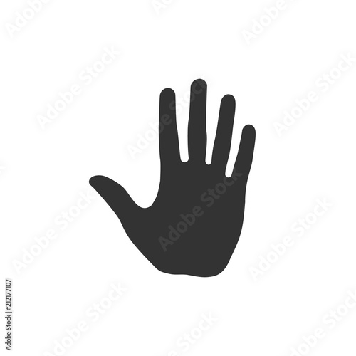 Open human palm hand illustration. High five symbol isolated on white background.