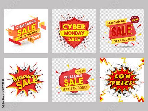 Collection of six different sale poster or banner design.