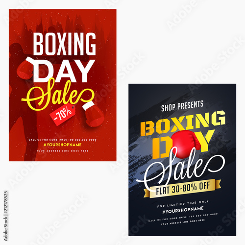 Boxing Day sale banner or flyer design in two different styles.