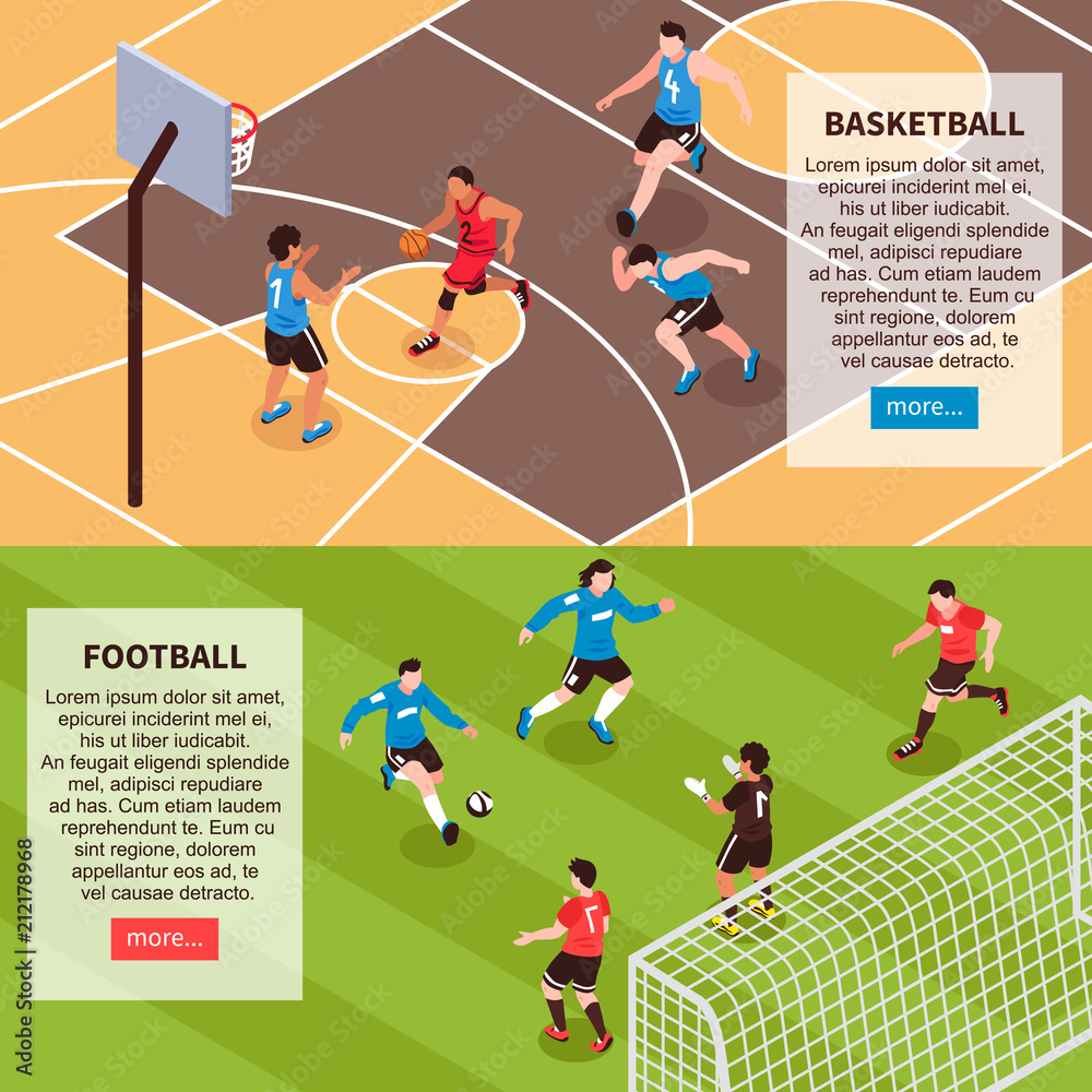 Fototapeta premium Sport Field Games Isometric Banners 