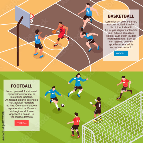 Sport Field Games Isometric Banners 