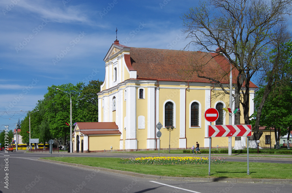 LIDA, BELARUS - May, 2018: The Church of the Exaltation of the Holy Cross