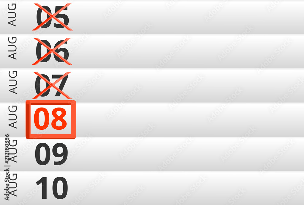 August 08 highlighted on Calendar previous days ticked August 08 highlighted on Calendar previous days ticked