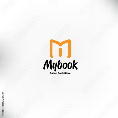 book logo template."M" letter for Mobile book store, book online logo - vector