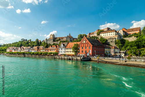 Meersburg, town in the German state of Baden-Wurttemberg on the shore of Lake Constance (Bodensee), famous for a Medieval Meersburg Castle. As seen from a ferry to Konstanz photo