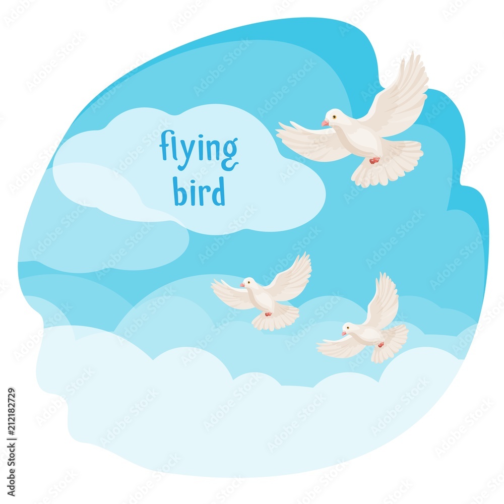 Clear sky with flying birds vector illustration in bubble Clear sky with flying birds vector illustration in bubble