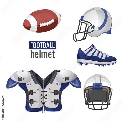 American football player outfit sportsuit vector informative poster