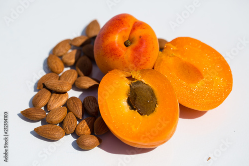 Apricot kernels together with fresh apricot