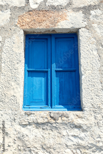 Old blue house window background
