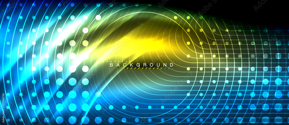 Neon glowing lines, magic energy space light concept, abstract background wallpaper design Neon glowing lines, magic energy space light concept, abstract background wallpaper design