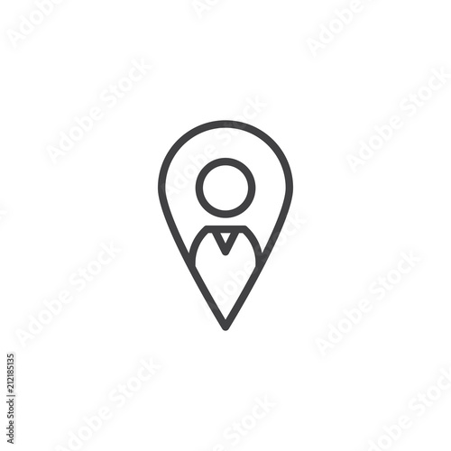 Free Download Man location pin outline icon. linear style sign for mobile concept and web design. Map pointer with person simple line vector icon. Symbol, logo illustration. Pixel perfect vector graphics - GFXLoad