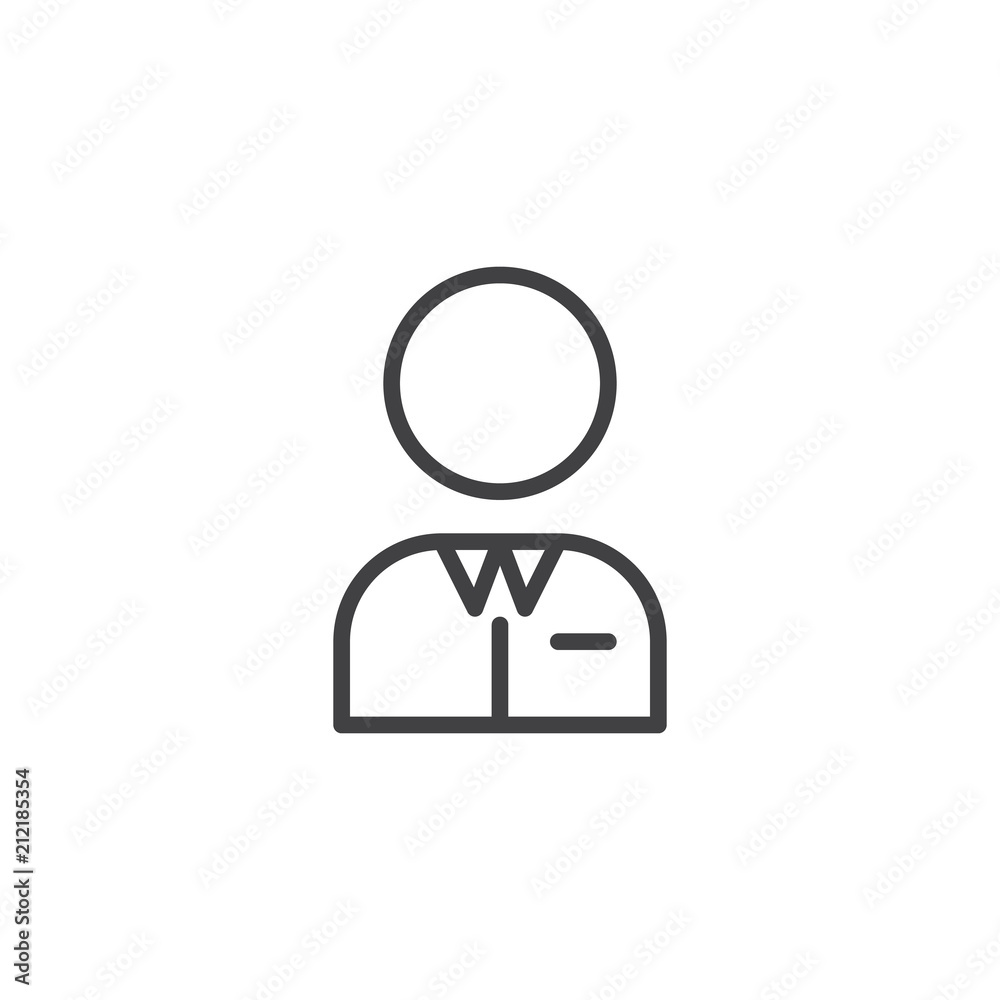 Fototapeta premium Businessman person outline icon. linear style sign for mobile concept and web design. User avatar simple line vector icon. Symbol, logo illustration. Pixel perfect vector graphics
