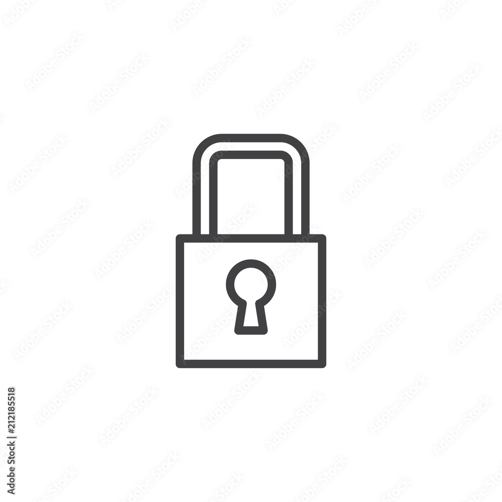 Padlock outline icon. linear style sign for mobile concept and web design. Lock simple line vector icon. Password Symbol, logo illustration. Pixel perfect vector graphics Padlock outline icon. linear style sign for mobile concept and web design. Lock simple line vector icon. Password Symbol, logo illustration. Pixel perfect vector graphics