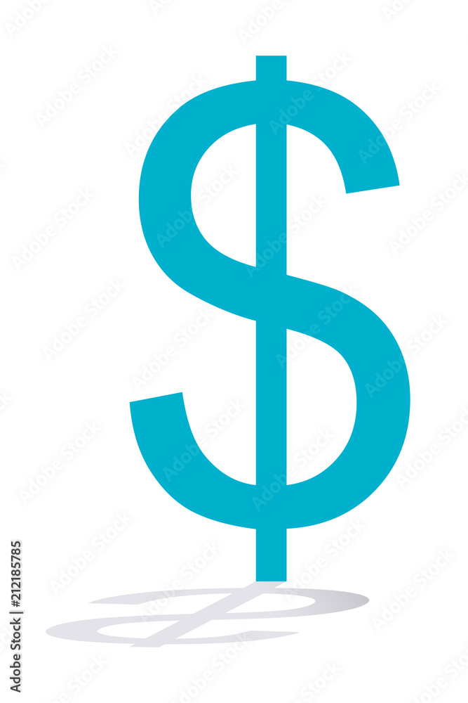 Obraz premium Símbolo de dolar azul.