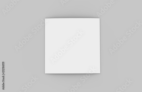Square Tri-Fold Brochure Mock-up on Isolated White Background, 3D Illustration © devrawat21
