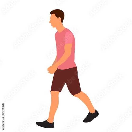 vector, isolated, flat style man is walking
