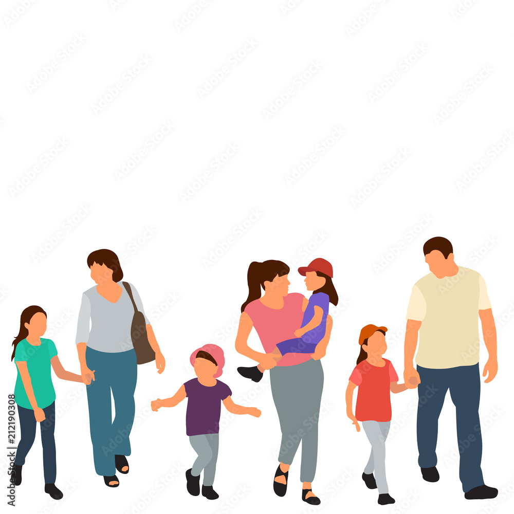 Obraz premium isolated, flat style people go, set