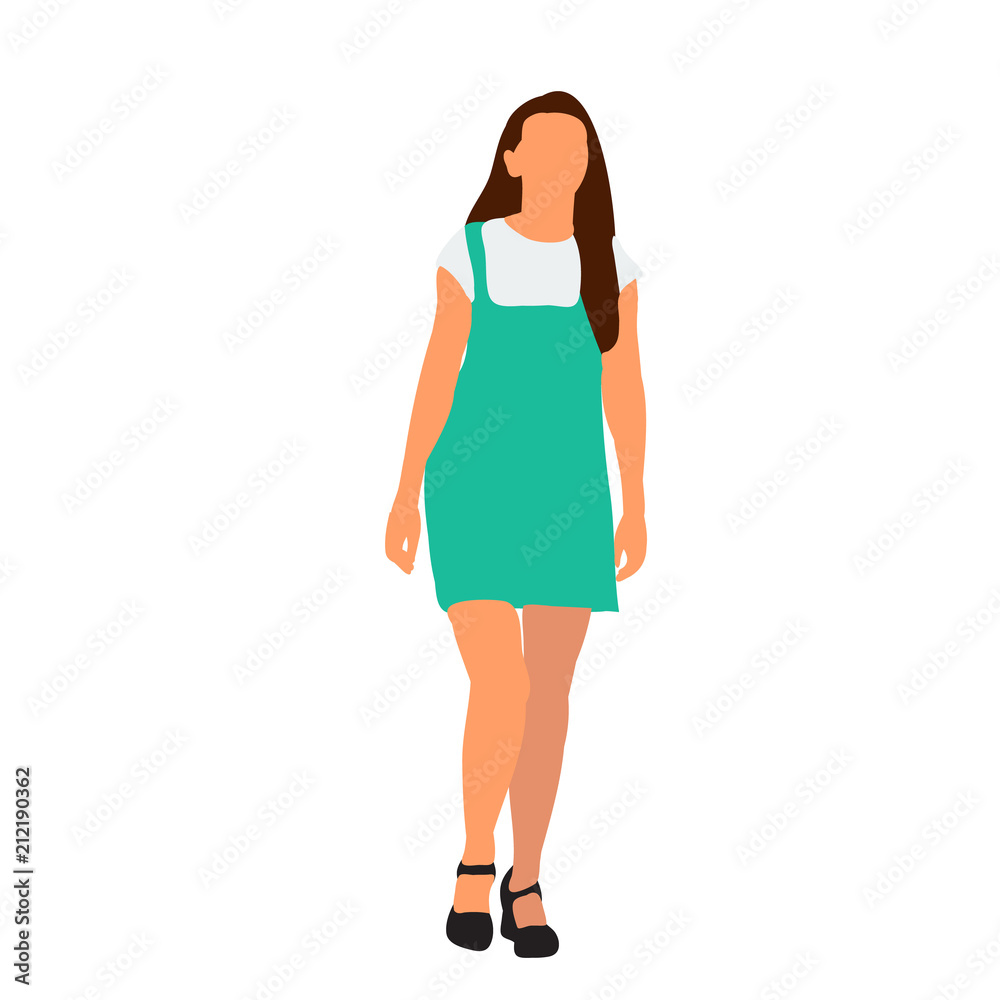 flat style girl is walking flat style girl is walking