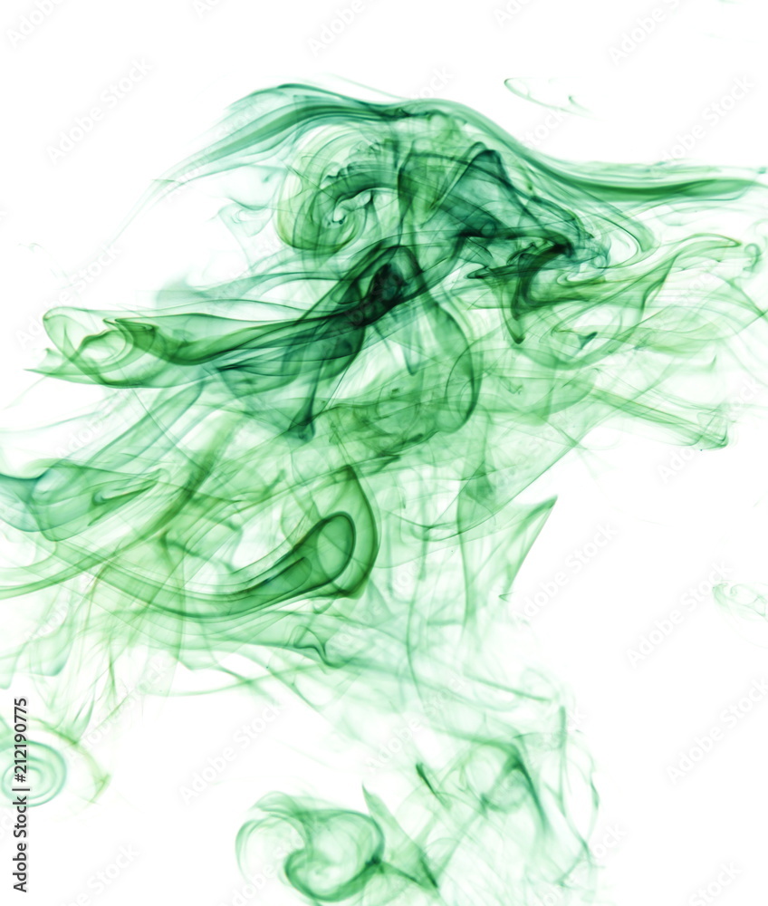 Green smoke on white background Green smoke on white background