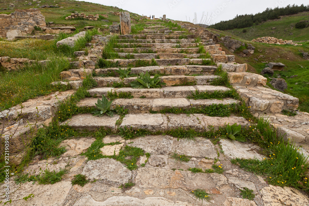 Old stairs in ancient city, Hierapolis near Pamukkale, Turkey Old stairs in ancient city, Hierapolis near Pamukkale, Turkey