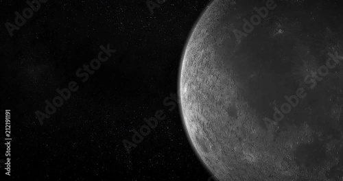 Waning moon satellite rotating in the outer space photo