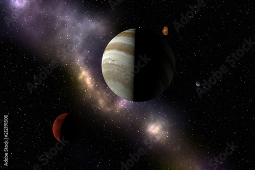 Fototapeta Naklejka Na Ścianę i Meble -  Unknown planets, stars and nebula in outer space. Space exploration.
