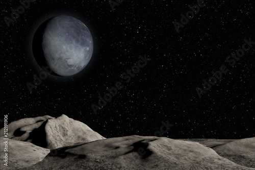 Fototapeta Naklejka Na Ścianę i Meble -  Unknown planet, stars and nebula in outer space.
