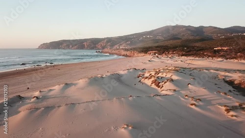 A slow entrance into the beach on golden hour. Guincho Beach, Cascais, Portugal.