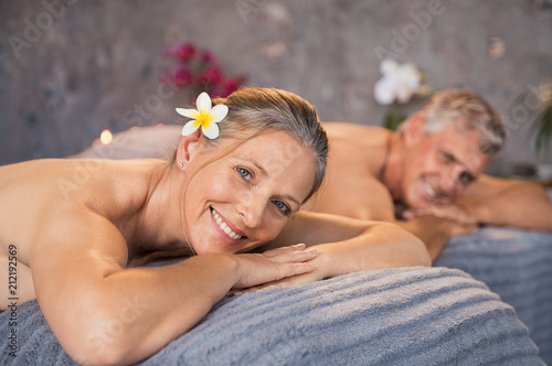 Couple resting at spa