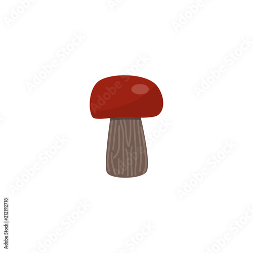 Porcini mushroom with brown cap isolated on white background - seasonal autumn raw food element for natural design in flat style. Vector illustration of ripe boletus edulis.