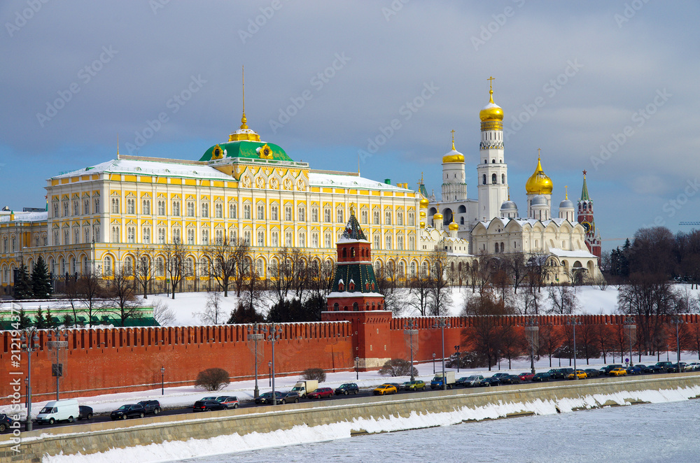 MOSCOW, RUSSIA - February, 2018: Kremlin in sunny winter day