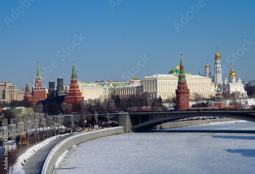 MOSCOW, RUSSIA - February, 2018: Kremlin in sunny winter day