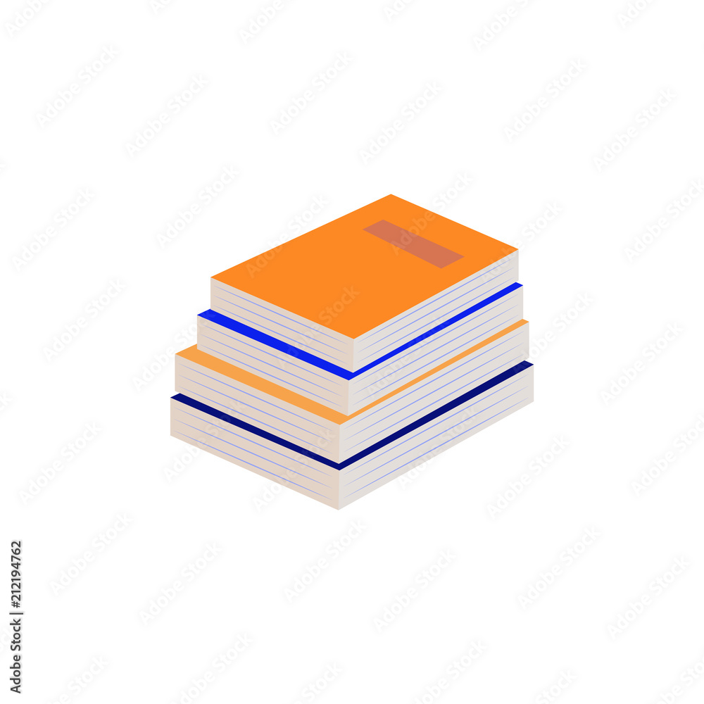 Stack of paper books with hardcover lying on some surface isolated on white background - reading flat element of education or literary leisure concept in vector illustration. Stack of paper books with hardcover lying on some surface isolated on white background - reading flat element of education or literary leisure concept in vector illustration.