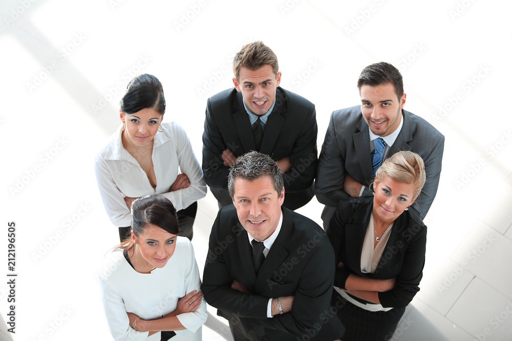 view from the top. successful business team looking at camera. view from the top. successful business team looking at camera.