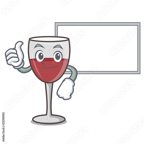 Thumbs up with board wine character cartoon style