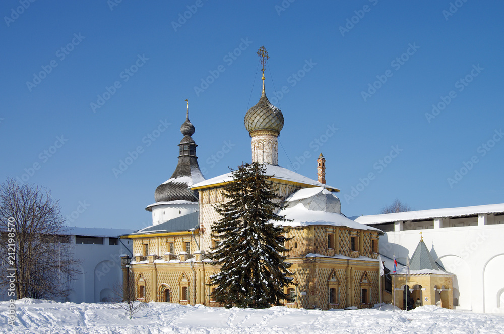 ROSTOV, RUSSIA - February, 2018: Kremlin in Rostov in winter day