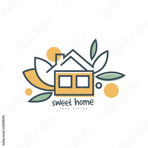 Sweet home logo template design, eco friendly house concept, clean energy, building materials and technologies vector Illustration on a white background