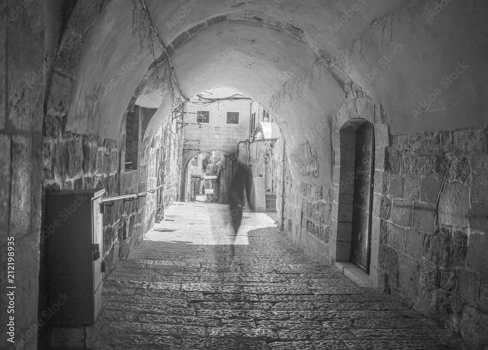 Old city jerusalem street in summer tourism vacation